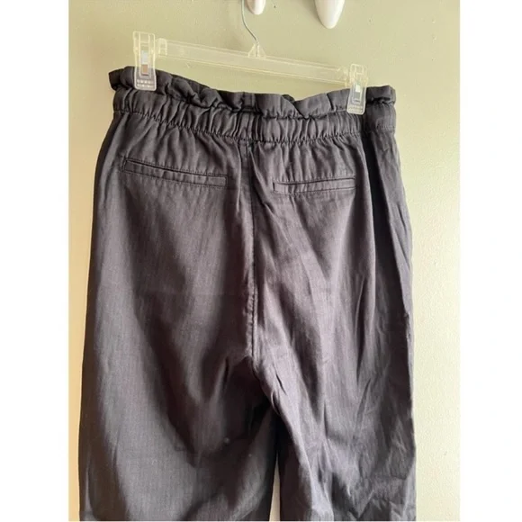 LOFT Black Cotton High Rise Straight Drawstring Pant Casual - Size Medium - Picture 4 of 8